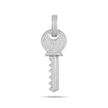 10k White Gold Diamond Key Pendant 0.39 ctw